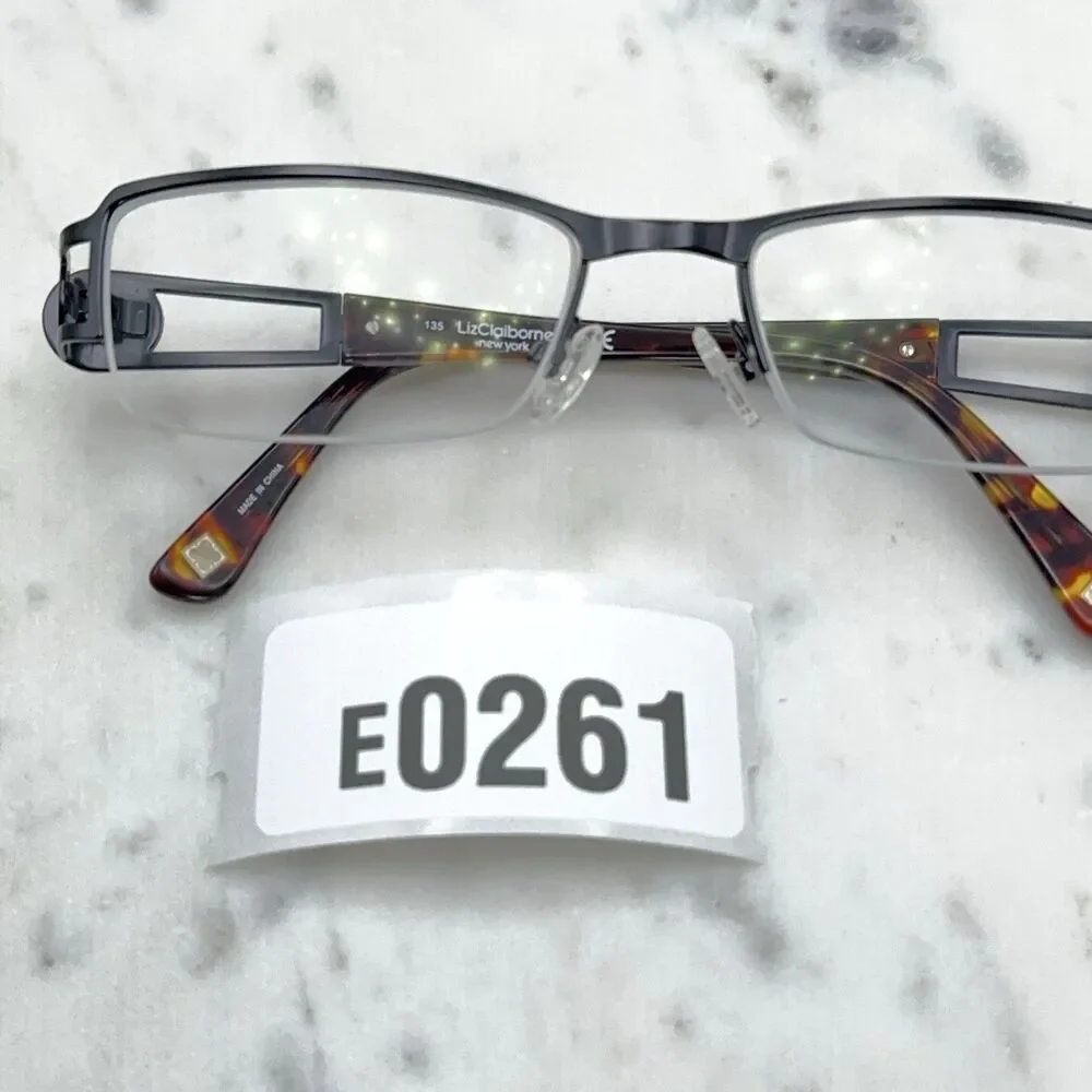 Liz Claiborne NY L351 Satin Black 0RX1 Half Rim Eyeglasses Frames Only 51-18-135